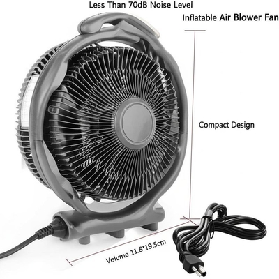 Ventilatore gonfiabile con livello di rumore inferiore a 70dB, design compatto 19,8*11,6*19,5 cm, volume 3,5 m, lunghezza del cavo di alimentazione